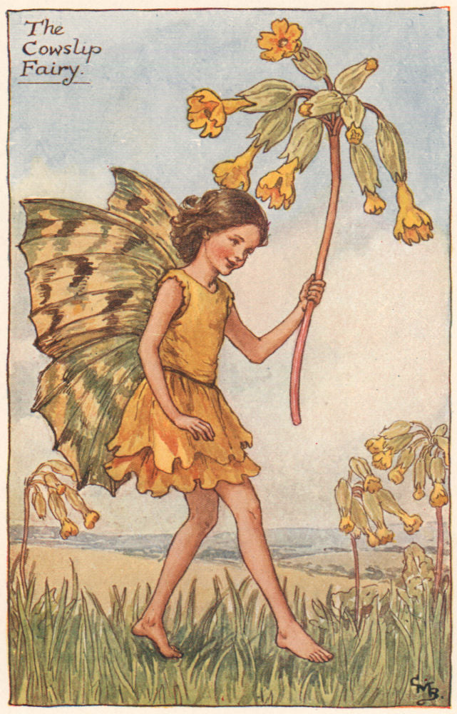 Cowslip Fairy by Cicely Mary Barker. Spring Flower Fairies c1935 old print